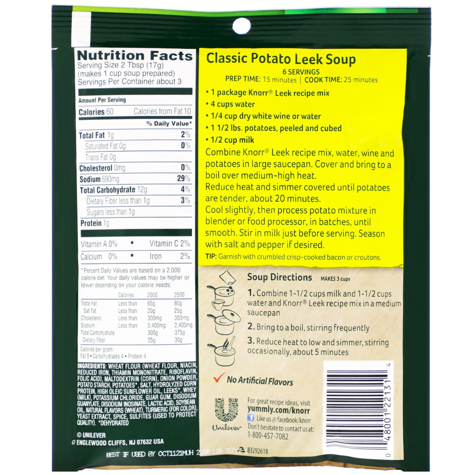 Knorr, Leek Recipe Mix, 1.8 Oz (51 G)