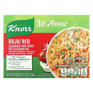 Knorr‏, Mi Arroz, תערובת תיבול אורז, אדום, 4 שקיקים, 68 גרם (2.39 אונקיות)