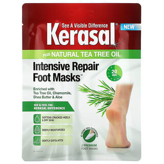 Kerasal, Mascarillas para pies de reparación intensiva con aceite de árbol del té natural, 2 mascarillas para los pies