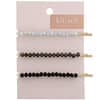 Beaded Bobby Pins, Black/Silver, 3 Pieces