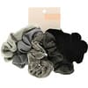 Velvet Scrunchies, Black/Gray, 5 Count