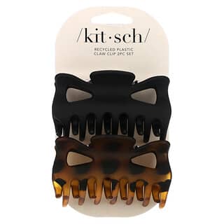 Kitsch, Clips grandes para garras, Negro y Tort`` Set de 2 piezas