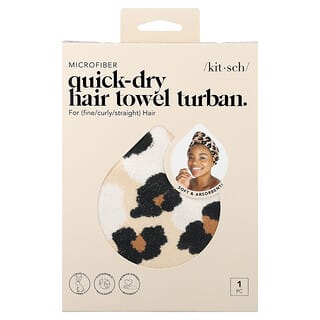 Kitsch, Turban, Serviette en microfibre à séchage rapide, Léopard, 1 pièce
