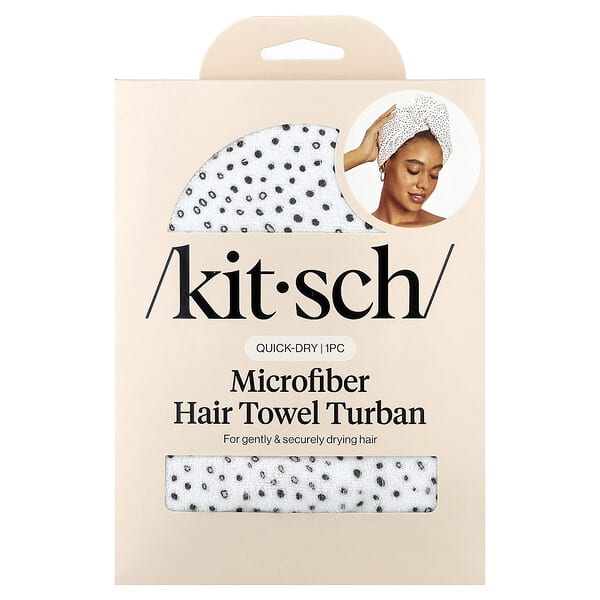 Kitsch, Quick Dry Microfiber Hair Towel Turban, Micro Dot, 1 Piece