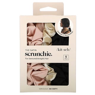 Kitsch, The Satin Scrunchie, für strukturiertes/glattes Haar, sortiert, 5 Stück
