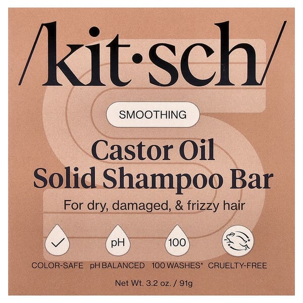Kitsch, 너리싱 고체 샴푸 바, 캐스터오일, 슈가 앰버 및 시어, 91g(3.2oz)