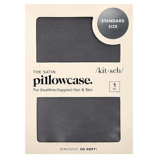 Kitsch, 沙丁布枕頭套，標準尺碼，深灰色，1 個