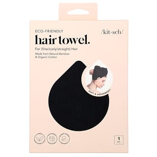 Kitsch, Asciugamano per capelli ecologico, nero, 1 pezzo