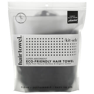Kitsch, Super-Absorbent Eco-Friendly Hair Towel, Black, 1 Piece