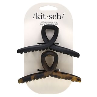 Kitsch, Clips en forma de garra de plástico reciclado, Negro y color carey, 2 piezas