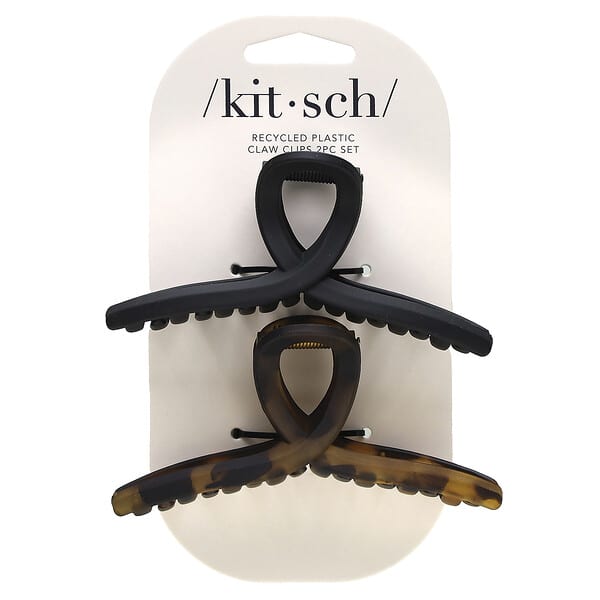 Kitsch, 재생 플라스틱 클로 클립, 블랙 & 정품, 2개