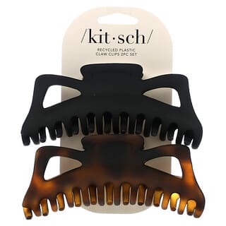 Kitsch, Pinces à griffes Jumbo Classic, Noir et écaille, Ensemble de 2