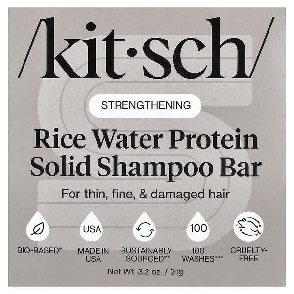 Kitsch, Güçlendirici Katı Şampuan Barı, Pirinç Suyu Proteini, Beyaz Çay ve Mandalina, 1 Bar, 3,2 oz (91 g)