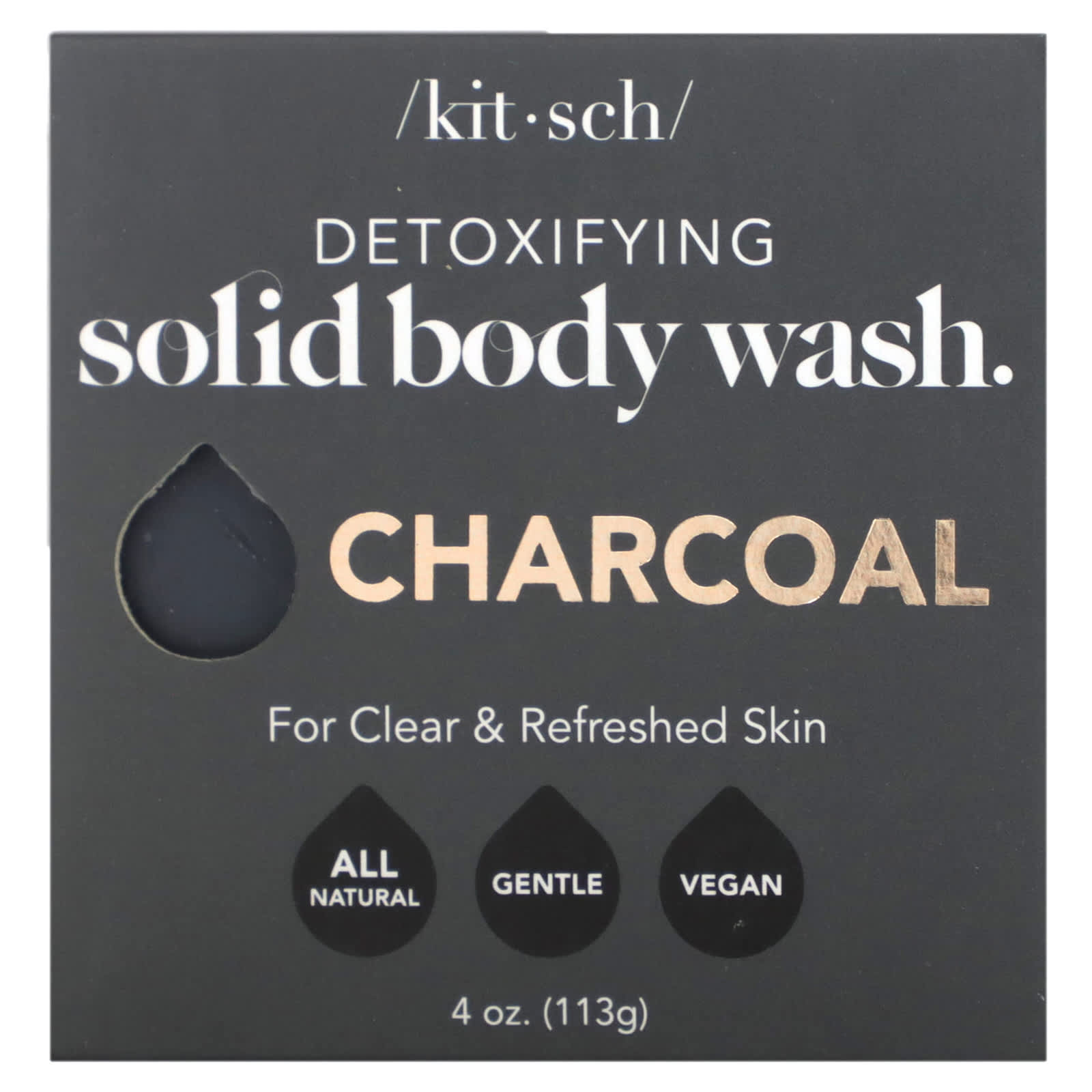 Kitsch, Detoxifying Solid Body Wash, Charcoal, Sage & Mint, 4 oz, (113 g)