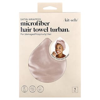 Kitsch, Turbante de microfibra con envoltorio satinado para el cabello, Rubor, 1 toalla