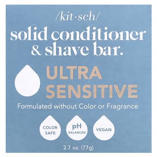 Kitsch, Après-shampooing solide et barre de rasage, Ultrasensible, Sans parfum, 77 g