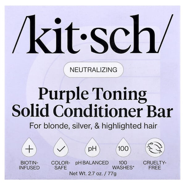 Kitsch, 퍼플 토닝 솔리드 컨디셔너 바, 비오틴, 오렌지 블라섬 & 자스민, 바 1개, 77g(2.7oz)