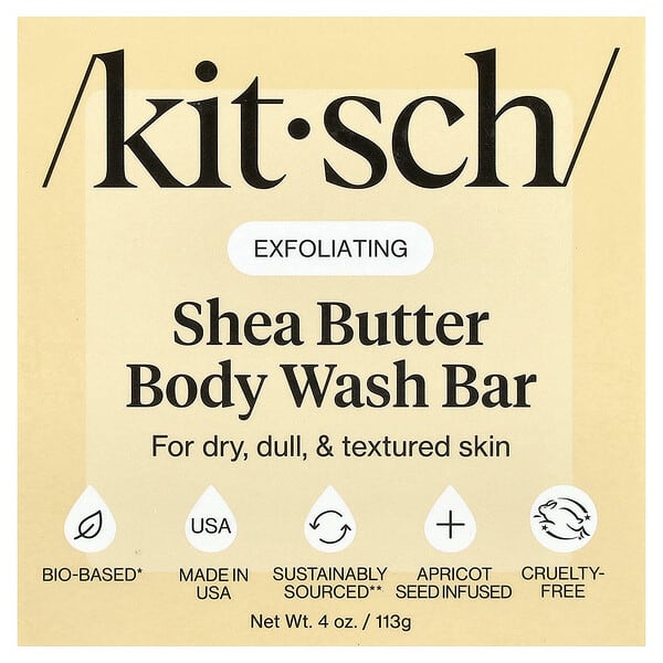 Kitsch, 모이스처라이징 솔리드 바디 워시 바, 아몬드 및 시어, 113g(4oz)