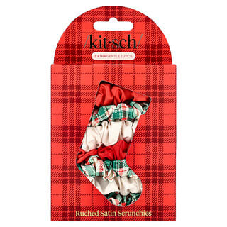 Kitsch, Holiday Ruched Satin Scrunchies, Extra Gentle, 7 Scrunchies