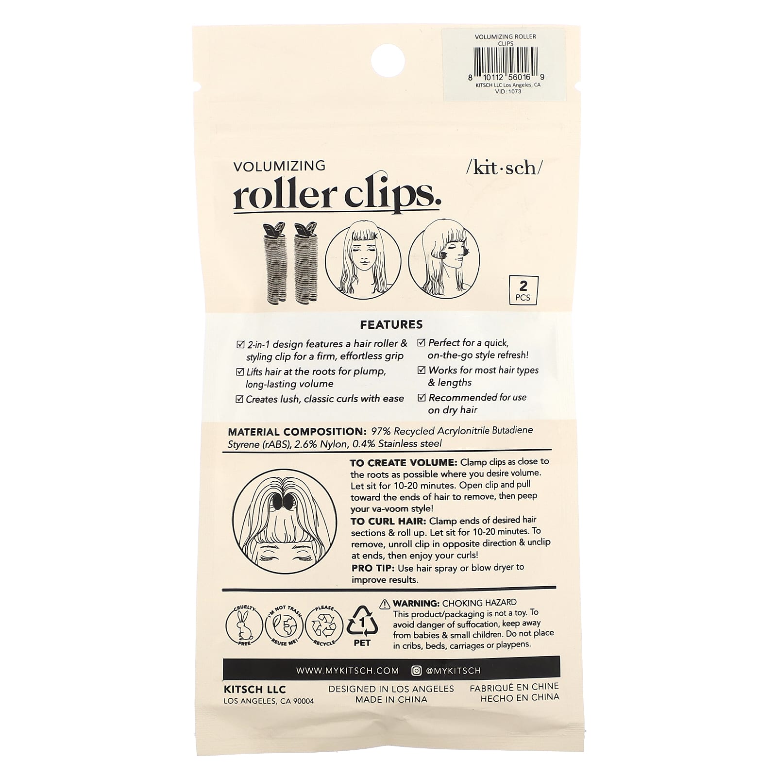 Kitsch, Volumizing Roller Clips, 2 Pieces