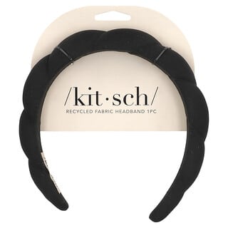 Kitsch, Recycled Fabric Puffy Headband, Black, 1 Headband