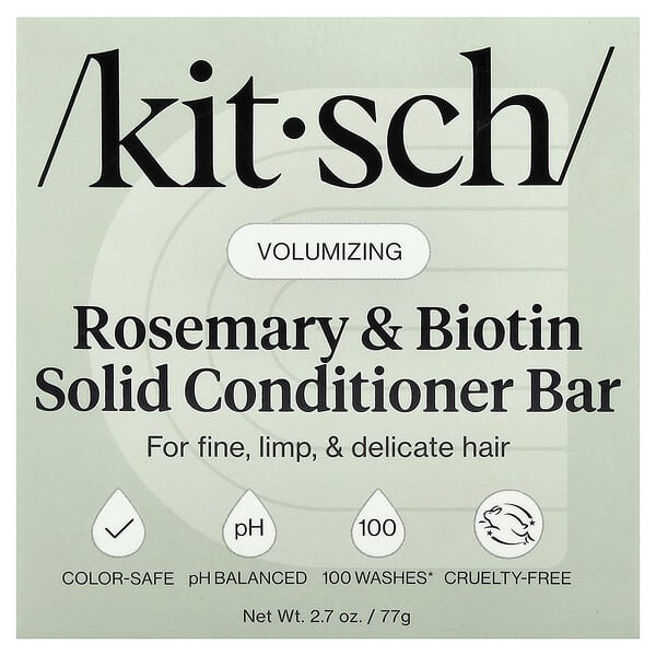 Kitsch, 볼륨 강화 솔리드 컨디셔너, 로즈메리 & 비오틴, 라벤더 및 바닐라, 77g(2.7oz)