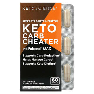 Keto Science, Keto Carb Cheater com Fabenol Max, 60 Cápsulas