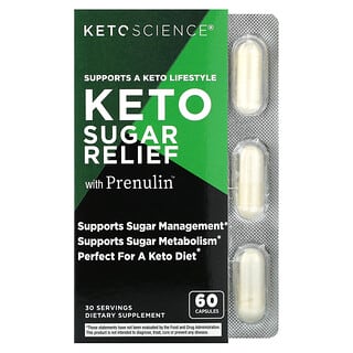 Keto Science, Keto Sugar Relief, добавка для поддержки сахара с пренулином, 60 капсул