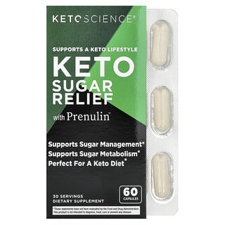 Keto Science, Keto Sugar Relief, добавка для поддержки сахара с пренулином, 60 капсул