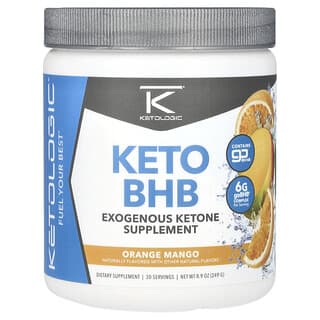KetoLogic, Suplemento de vitamina BHB cetogénico, Naranja y mango, 249 g (8,9 oz)