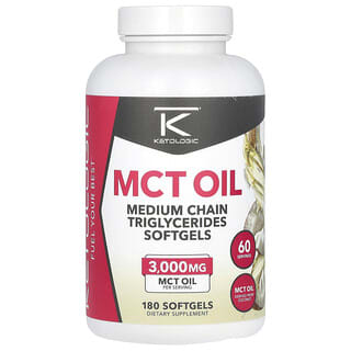 KetoLogic, Aceite de MCT, 3000 mg, 180 cápsulas blandas (1000 mg por cápsula blanda)
