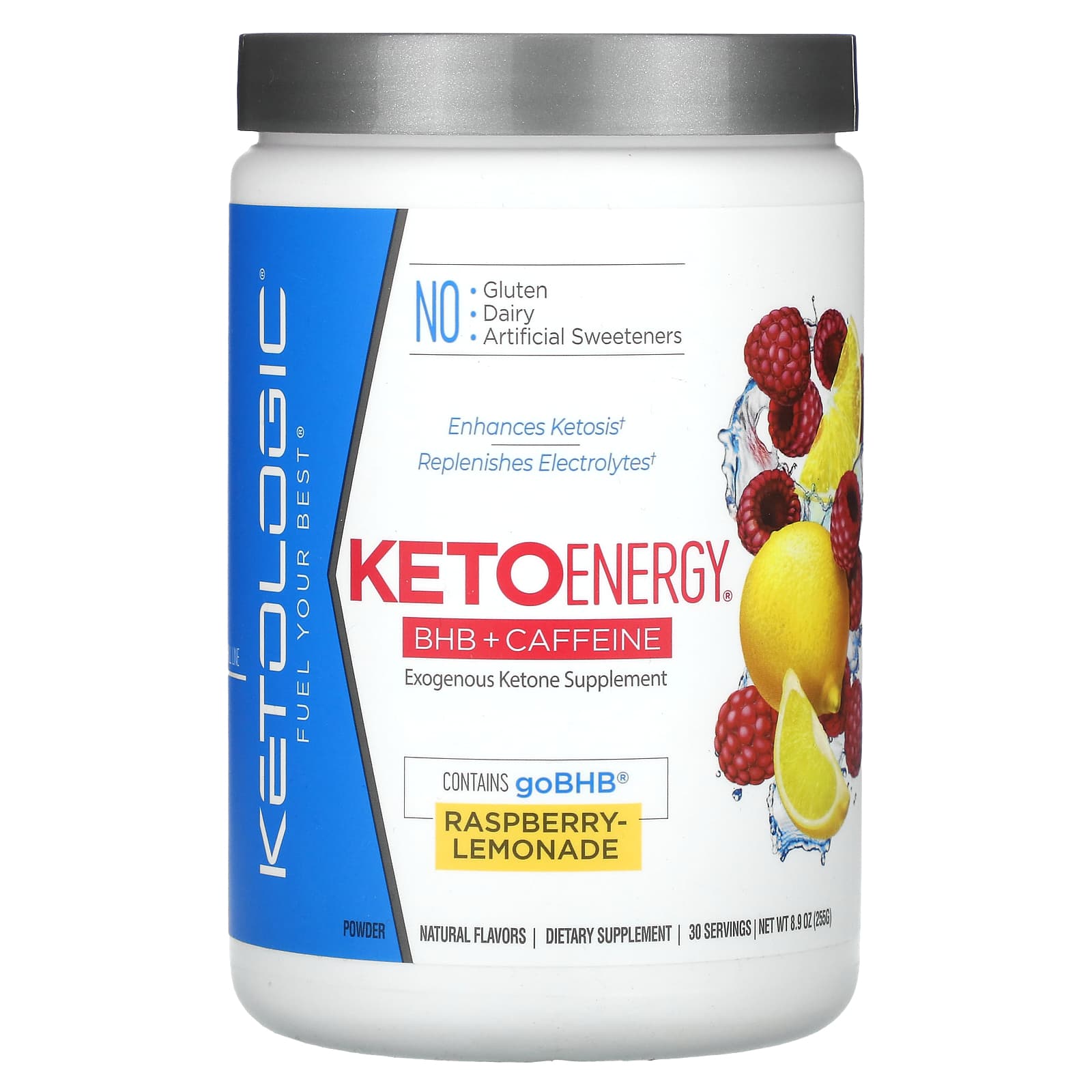 KetoLogic, Keto Energy, BHB + Caffeine, Raspberry-Lemonade, 8.9 oz (255 g)