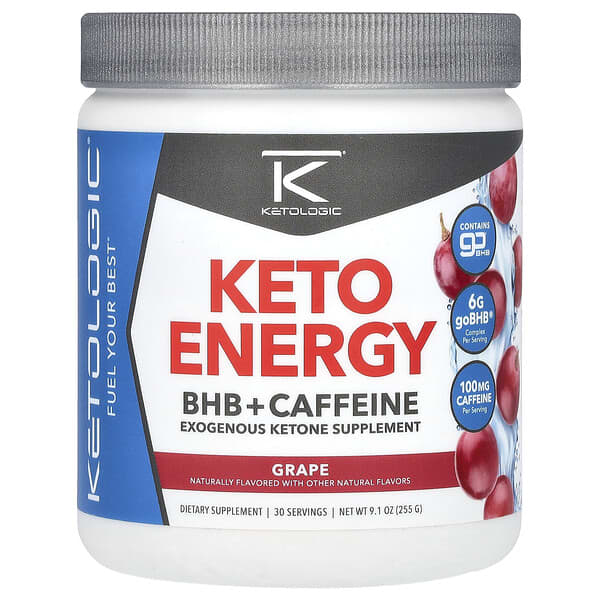 Keto Energy, BHB + Caffeine, Grape, 9.1 oz (255 g)