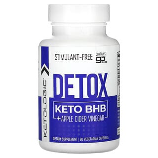 KetoLogic, Detox Keto BHB + Apple Cider Vinegar, 60 Vegetarian Capsules