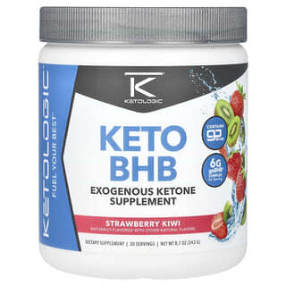 KetoLogic, Suplemento de vitamina BHB cetogénico, Fresa y kiwi, 243 g (8,7 oz)