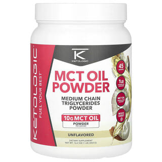 KetoLogic, MCT Oil Powder, Unflavored, MCT-Ölpulver, geschmacksneutral, 454 g (1 lb.)