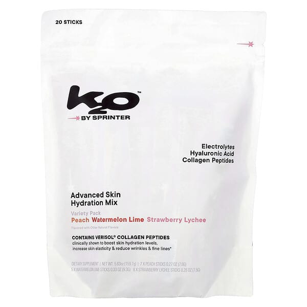 k2o by sprinter, Advanced Skin Hydration Mix, Variety Pack, 20 Sticks, 5.63 oz (159.7 g) — product photo 1