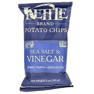 Kettle Foods‏, צ'יפס תפוח אדמה, מלח ים וחומץ, 141 גרם (5 אונקיות)