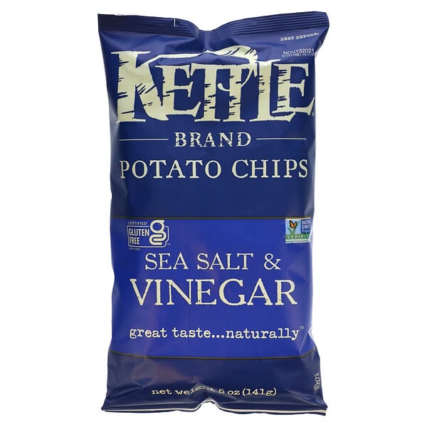Kettle Foods, ポテトチップス、シーソルト＆ビネガー、5 oz (142 g)