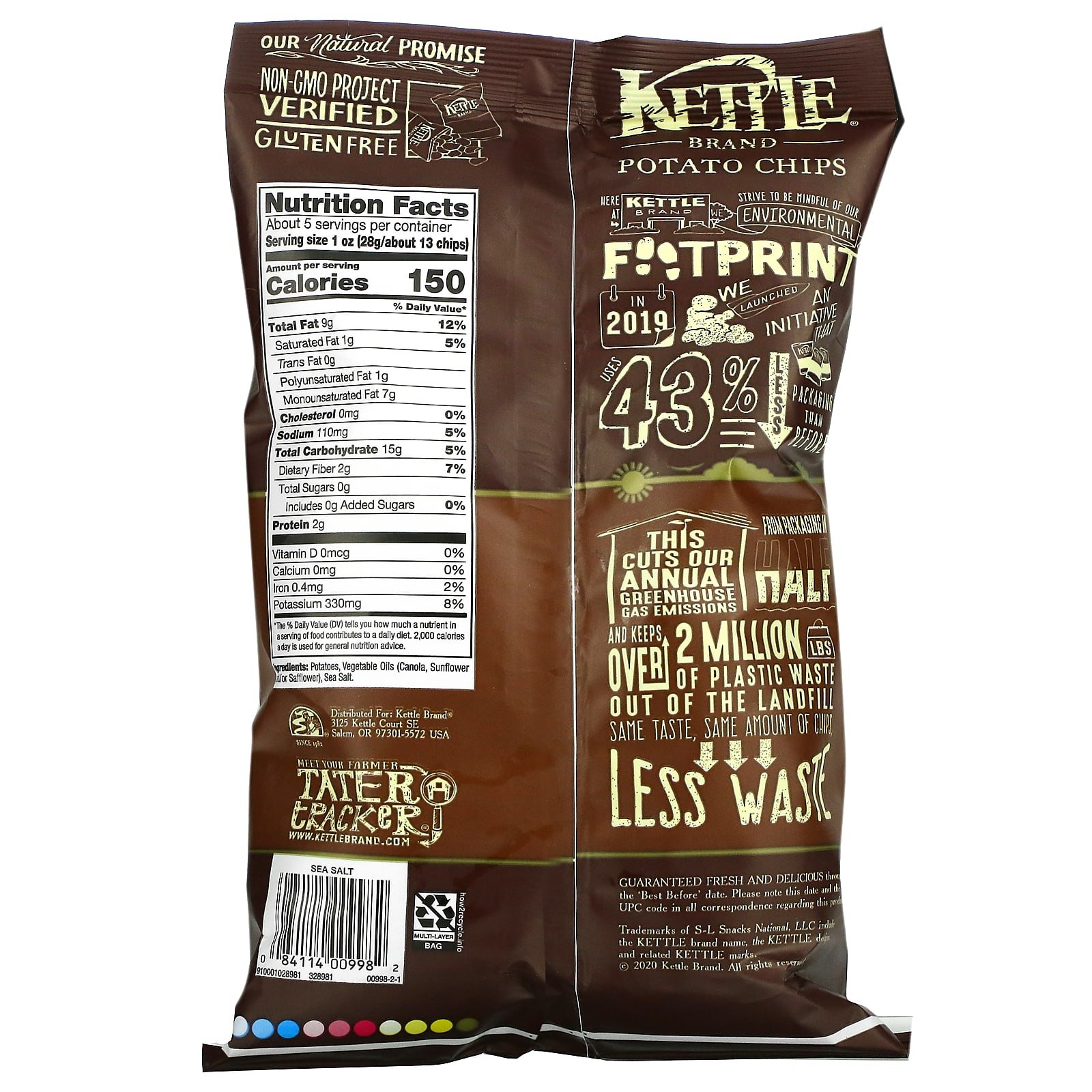 Kettle Foods, Kettle Foods, Potato Chips, Sea Salt, 5 oz (142 g)