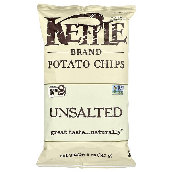 Kettle Foods, 薯片，無鹽，5 盎司（141 克）