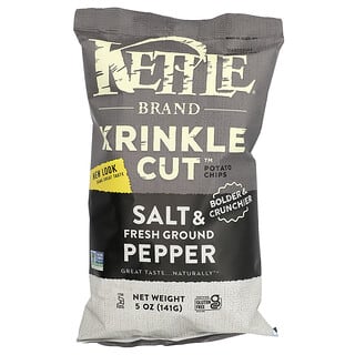 Kettle Foods, нарезанные картофельными чипсами, соль и свежемолотый перец, 141 г (5 унций)