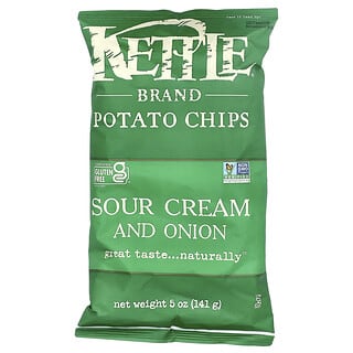 Kettle Foods, картофельные чипсы, сметана и лук, 141 г (5 унций)