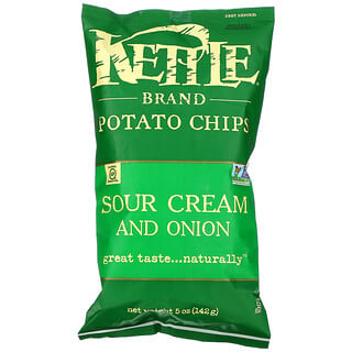 Kettle Foods, رقائق البطاطس، نكهة الكريمة الحامضة والبصل، 5 أونصة (142 جم)