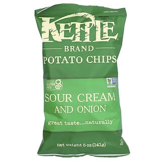 Kettle Foods, картопляні чіпси, сметана і цибуля, 142 г (5 унцій)