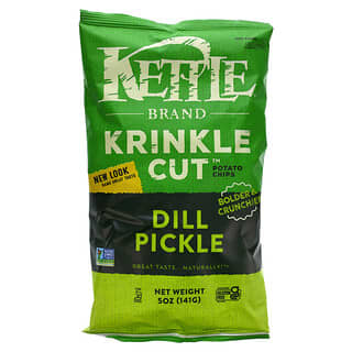 Kettle Foods, Krinkle Cut, картофельные чипсы, маринованные огурцы, 141 г (5 унций)