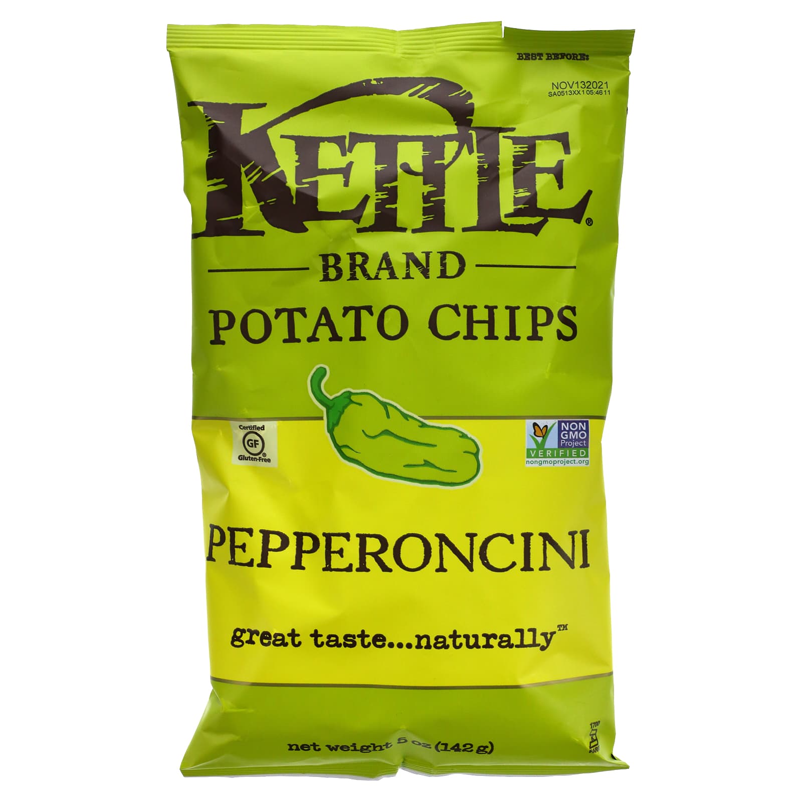 Kettle Foods, Potato Chips, Pepperoncini, 5 oz (142 g)
