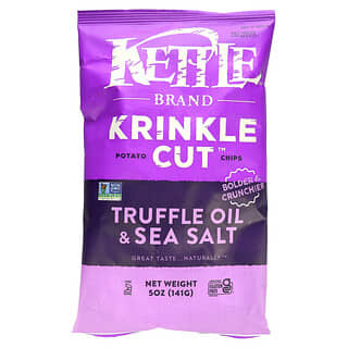 Kettle Foods‏, Krinkle Cut, צ'יפס תפוח אדמה, שמן כמהין ומלח ים, 141 גרם (5 אונקיות)