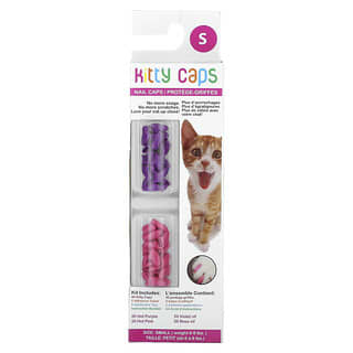Kitty Caps, Kit de Tampas de Unhas, Pequeno, Roxo Acentuado, Rosa Acentuado, Kit de 44 Peças
