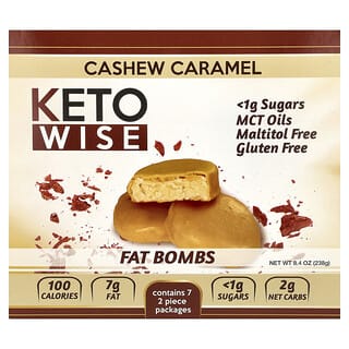 Keto Wise, Fat Bombs, Cashew Caramel, 7 Packages, 34 g Each